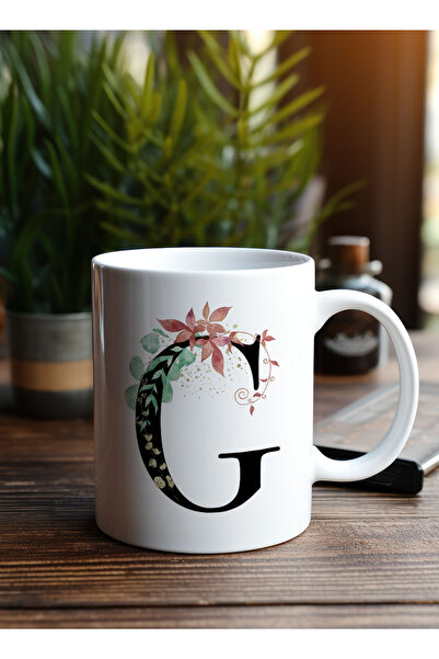 LOWHA 11 oz Ceramic Mug with Letter G Design on Both Sides