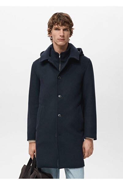 MANGO Man İç yakası çıkarılabilir yün palto