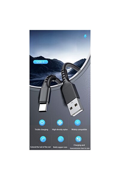 GAN Fast Charging USB-C to USB-A Cable, Multicolor, Anti-Break Protection, Universal