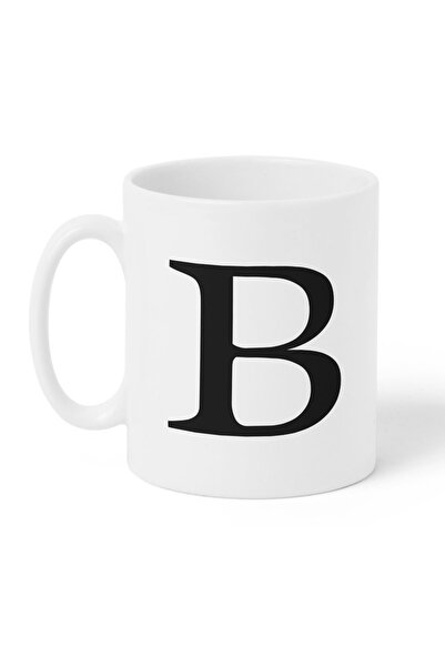 LOWHA 11 oz Ceramic Mug with Letter B Design on Both Sides