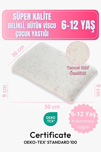 Rudu 6-12 Yaş Çocuk Yastığı Sertifikalı, Ten Hissiyatlı Pamuklu Özel Kılıf, N...