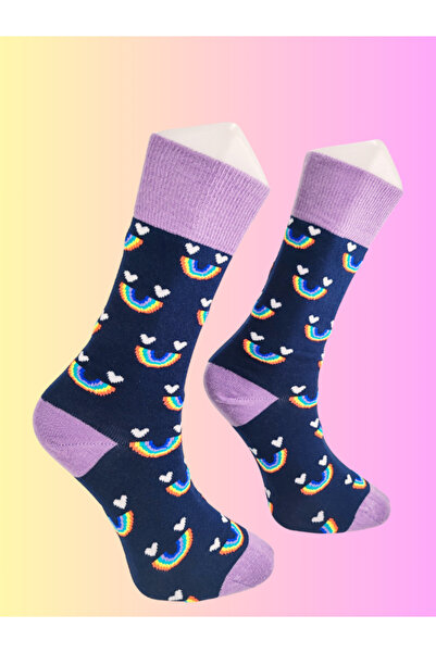 Shuttle Park Special Series Happy Colorful Rainbow Patterned Rainbow Socks Fu...