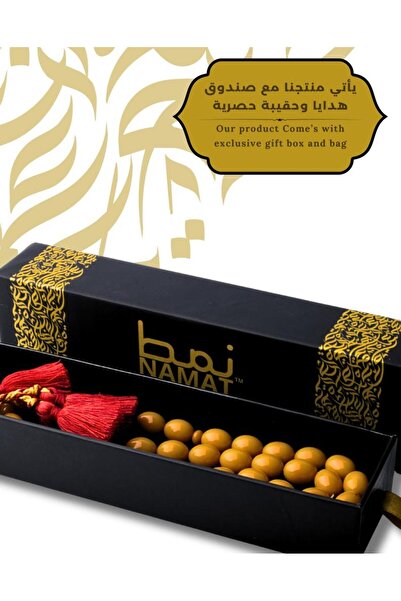 NAMAT Exclusive Bakelite 33 Beads In Mustard Yellow Color With Hand Made cotton tassel.