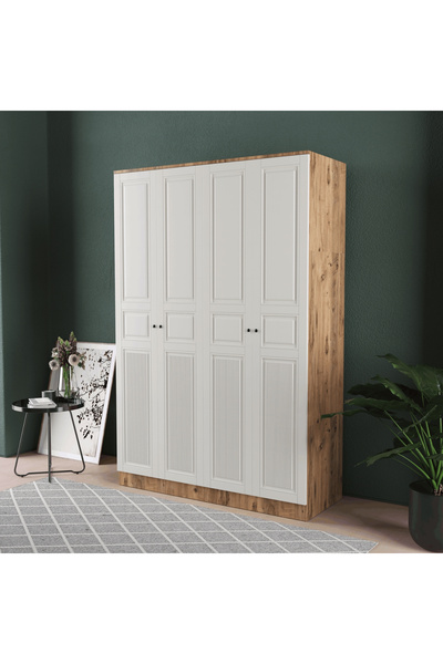 Teen & Bright NİL 4 KAPAKLI EKO BAZALI GARDIROP - MDF KAPAK