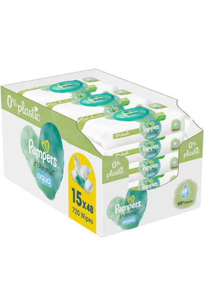 Pampers Șervețele Umede Harmonie Aqua 15 Pachete x 48 Servețele=720 buc Resta...