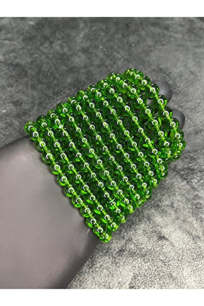 Mos Tespih 10 Adet Yeşil Cam Boncuk Doğaltaş Misinalı Bileklik