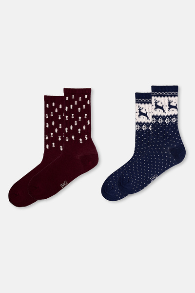 Dagi Men's 2-Piece Christmas Socks with Tree Pattern