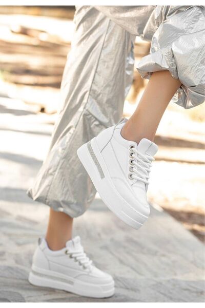 FRESCO SCARFS Pantofi sport cu șireturi din piele albă Lulu 259680