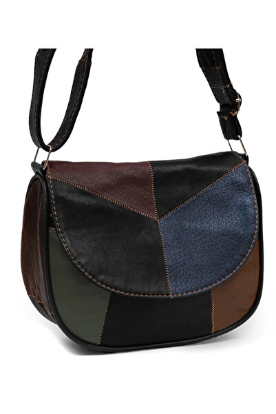 Erzeno Hakiki Deri Çapraz Askılı Günlük Kadın Omuz Çantası- Siyah Kadın Çanta