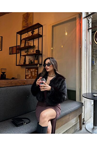 Queensland Non-Shedding Fashion Women's Fur Crop Coat – Short and Stylish Standing Jacket