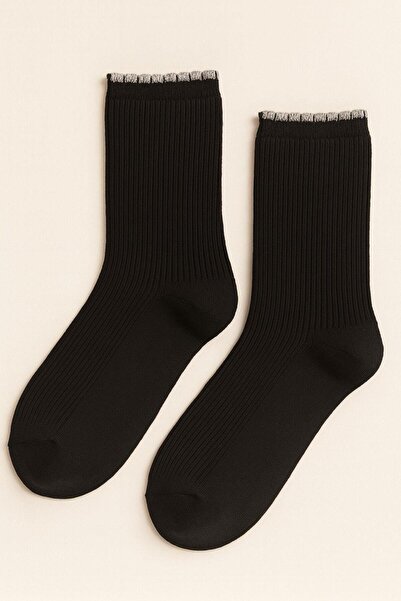 BONY SOCKS Women's Socks with Ruffle at the Ankle Brown