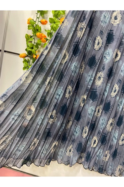 edu collection Patterned Chiffon Bohe Bell Skirt with Lining