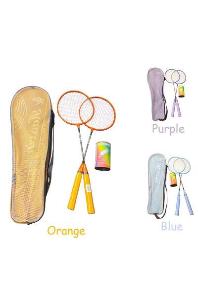 Sports مجموعة مضارب تنس الريشة العامة مع مكوكتين بلاستيكيتين وحقيبة - ألوان متعددة متنوعة عشوائيًا
