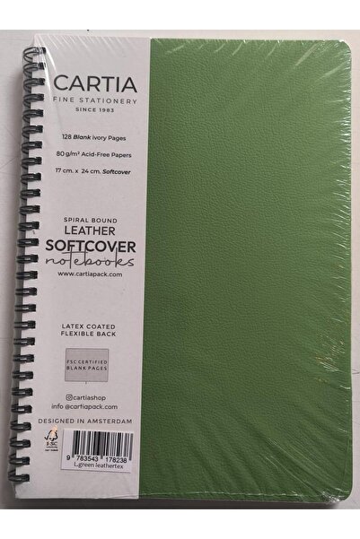 Beija Deri Yumuşak Kapak Spiralli Çizgisiz A.Yeşil Defter