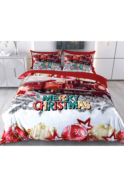 Evimemoda Christmas Themed Merry Christmas 3D 3-Dimensional Double Duvet Cove...
