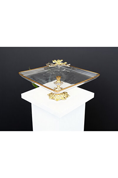 ÇNR Home Collection GOLD KELEBEK DETAYLI ŞIK AYAKLI KARE SUNUMLUK İKRAMLIK KU...