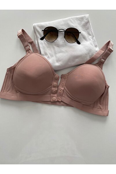 BLUE AVCI LINGERIE Kadın Koyu Bej C Kup Önden Çıtçıtlı Dolgusuz Balensiz Dest...