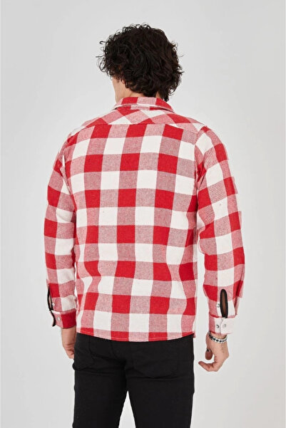 GENCULUS Men's Long Sleeve Lumberjack Shirt Red