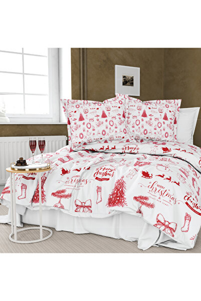 Evimemoda طقم غطاء لحاف مزدوج ثلاثي الأبعاد بتصميم السنة الجديدة