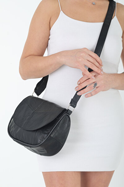 Erzeno حقيبة كتف نسائية يومية من الجلد الطبيعي - حقيبة نسائية سوداء