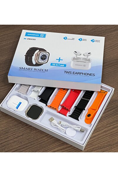 ZERO SPACE Smart Watch and TWS Earphones Set, 7+1+1 Bundle with 7 Watch Straps, Wireless Earbuds,