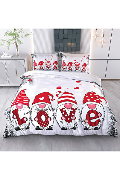 Evimemoda New Year Themed Snowman Themed 3D 3-Dimensional Double Duvet Cover Set