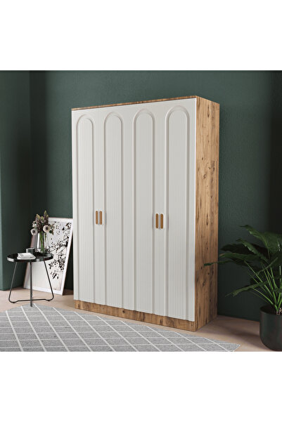 Teen & Bright MİLA 4 KAPAKLI EKO BAZALI GARDIROP - MDF KAPAK