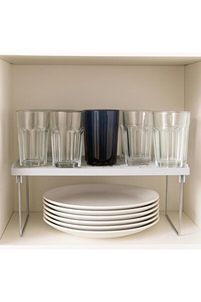 Ecolux Inside Cabinet Organizer Metal Standing Clip-On Shelf Plate Cup Rack Organizer - 1 Pcs