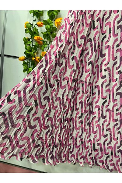 edu collection Patterned Chiffon Bohe Bell Skirt with Lining