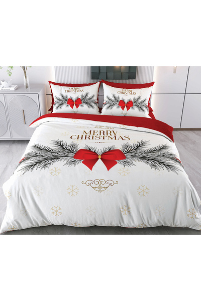 Evimemoda Christmas Themed Merry Christmas 3D 3-Dimensional Double Duvet Cover Set
