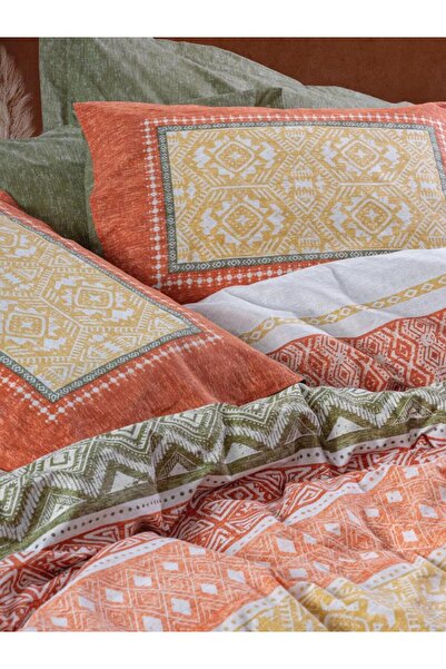 Cotton Box Satin Bed Linen Set Ochre | Cotton Satin with Warm Tones