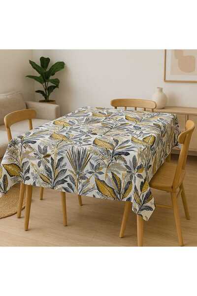 ÖZDAĞ HOME CONCEPT مفرش طاولة من قماش الكتان مقاوم للماء ومقاوم للبقع - نمط استوائي حديث