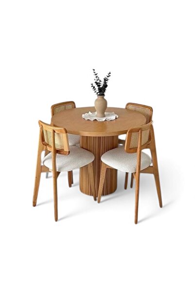 larissa design mutfak masa takımı 4 kişilik( mdf tabla ahşap sütun ayak)