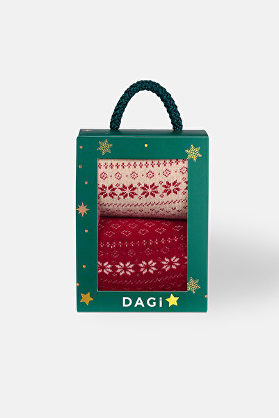 Dagi Women's 2-Piece Snow Patterned Towel Socks