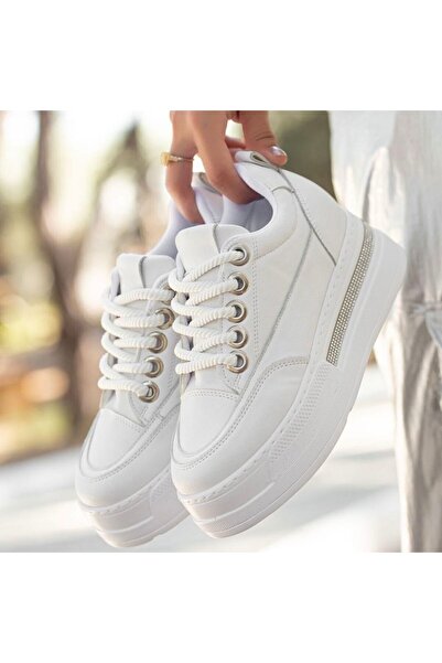 FRESCO SCARFS Pantofi sport cu șireturi din piele albă Lulu 259680