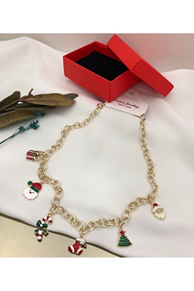 AychaAksesuar قلادة هدية عيد الميلاد على شكل شجرة الصنوبر مع سانتا كلوز