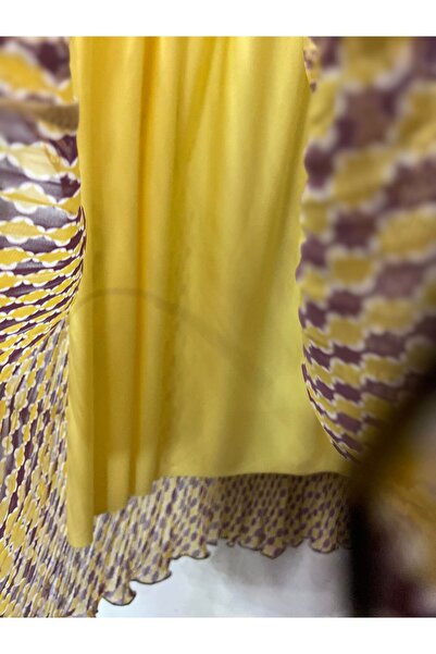 edu collection Patterned Chiffon Bohe Bell Skirt with Lining