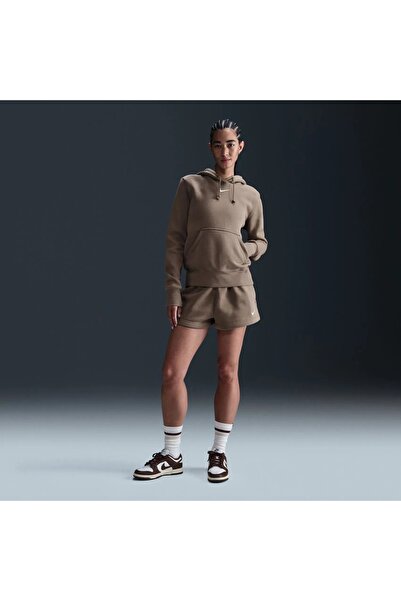 Nike Phoenix Fleece Po Hoodie Women's Brown Fleece Regular Fit Sweatshirt - Hf6839-233