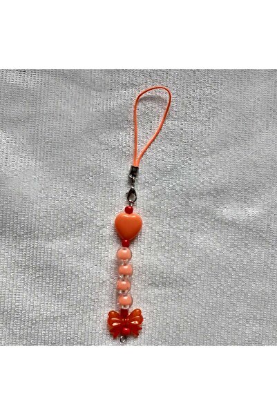 MODA MANANI Turuncu Desenlerle Oluşan Zarif Telefon Charmı, Telefon Askı, Çan...