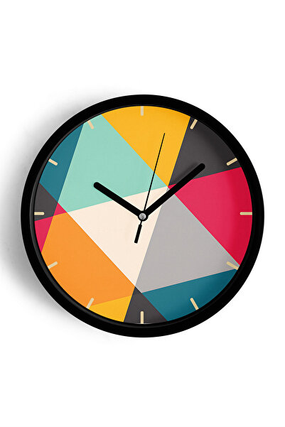 JHAAR Ceas de perete modern - 30cm - Carcasă neagră cu sticlă frontală - Meca...