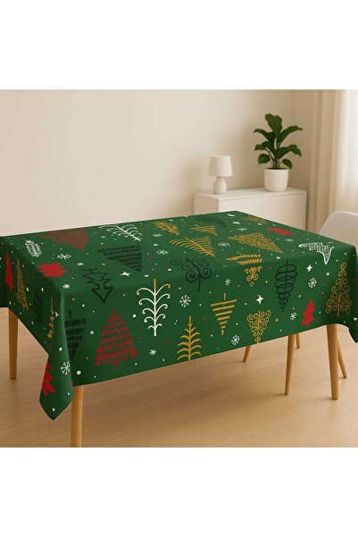 ÖZDAĞ HOME CONCEPT مفرش طاولة من قماش الكتان بتصميم عيد الميلاد - نمط شجرة ال...