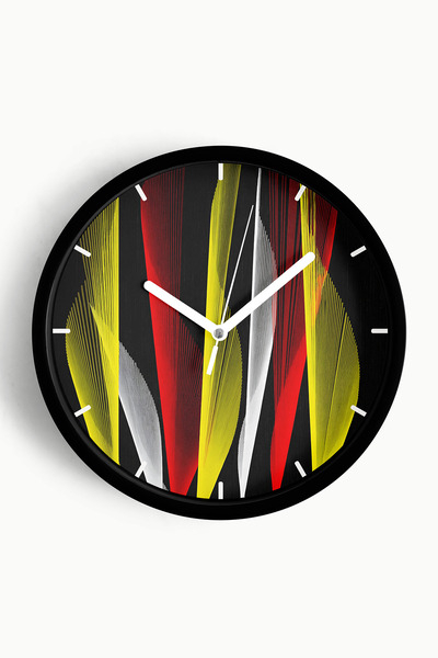 JHAAR Ceas de perete modern abstract - 35cm - Carcasă neagră cu sticlă fronta...