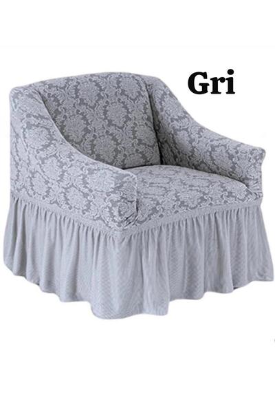 ARTUÇ jakarlı şaldesen teklı koltuk örtüsü (gri rank )