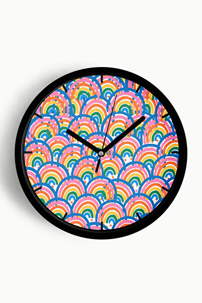 JHAAR ساعة حائط حديثة - 30 سم - هيكل أسود مع زجاج أمامي - آلية صامتة