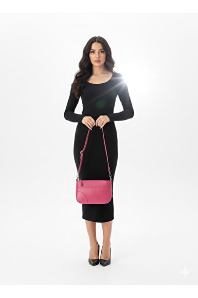 By EDUU Genuine Leather a Quality Luxury Pink Women's Shoulder Bag