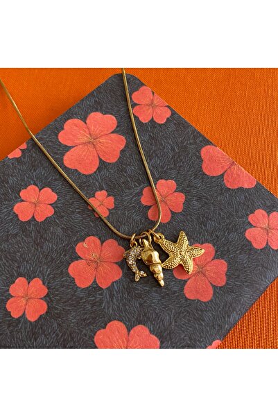 Arsaley Collection Deniz Yıldızı Balık Charm Çelik Zincirli Gold Kolye
