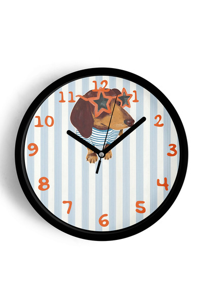 JHAAR Ceas de perete modern pentru camera copiilor cu design câine - 35cm - C...