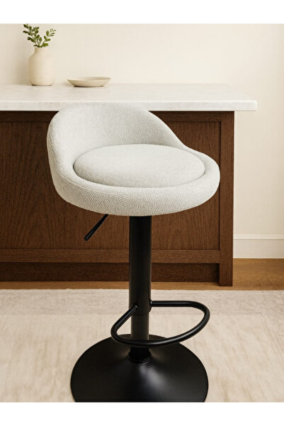 BEC49 كرسي بار دوار بقماش الكتان تصميم عصري مريح