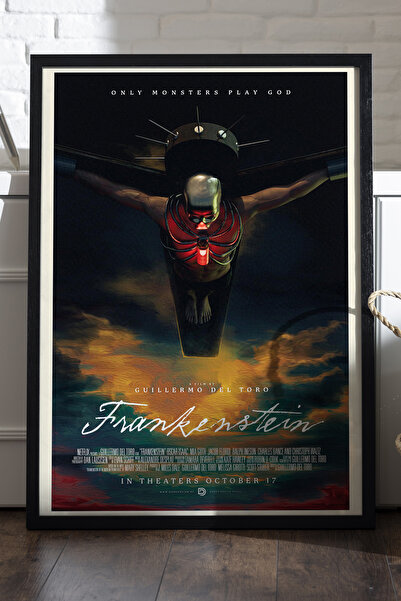 Duvarda Frankenstein crni drveni uokviren poster, filmska zidna slika