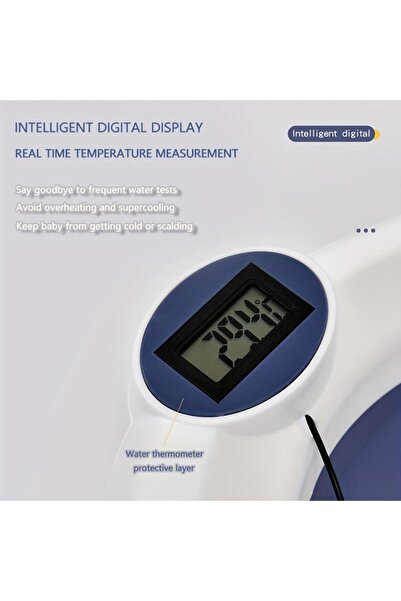 OEM bathtub with cushion for babies, built-in digital thermometer, foldable, drain plug, feet, year